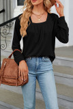 Plain Square Neck Long Sleeves Top