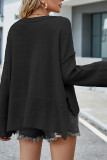 Plain Slope Shoulder Oversize Knit Sweater