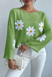 Wide Shoulder Daisy Knit Sweater