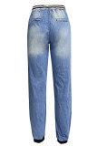 Washed Distressed Denim Jeans