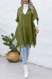 Hooded Tassle Knitting Vest Cover Up