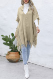 Hooded Tassle Knitting Vest Cover Up