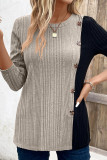 Colorblock Button Knitting Top