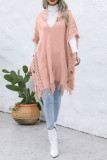 Hooded Tassle Knitting Vest Cover Up
