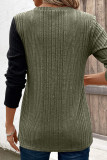 Colorblock Button Knitting Top