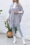 Hooded Tassle Knitting Vest Cover Up