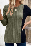 Colorblock Button Knitting Top
