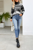 Aztec Pattern Turtleneck Knitting Sweater