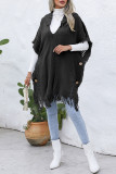 Hooded Tassle Knitting Vest Cover Up