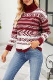 Aztec Pattern Turtleneck Knitting Sweater