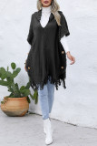 Hooded Tassle Knitting Vest Cover Up