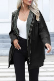 Double Zipper Hooded Plain Coat