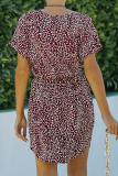 Leopard Crew Neck Elastic Waist MIni Dress