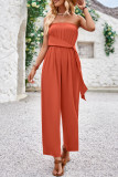 Solid Color Off Shoulder Wide Leg Jumpsuit
