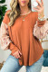 Gold Flame Floral Patchwork Puff Sleeve Filled Neck Blouse