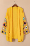 Ginger Plus Size Floral Crochet Sleeve Open Front Cardigan