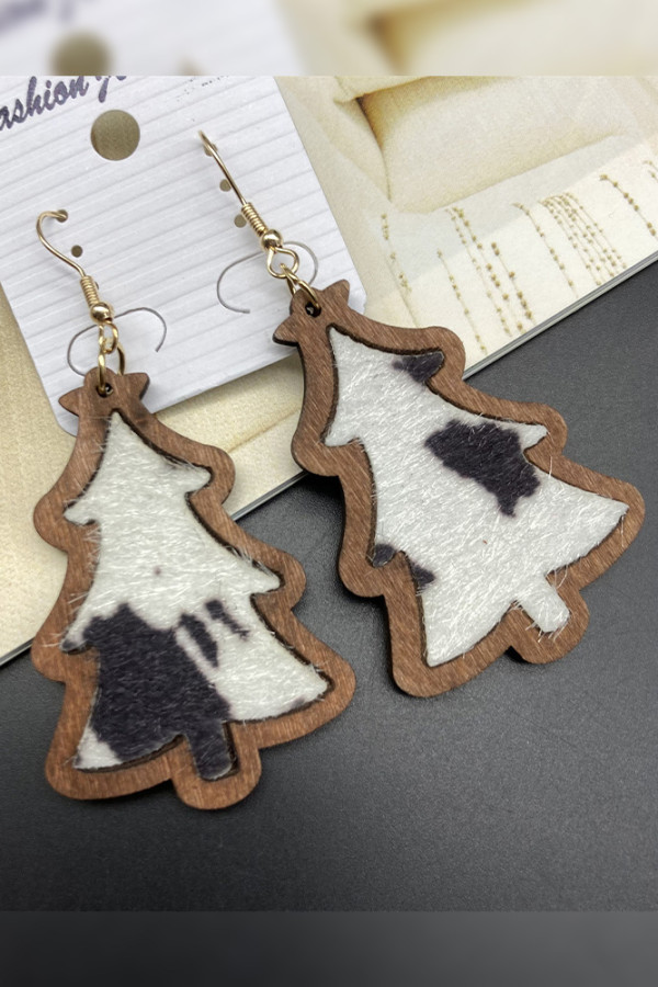 Hairy Leopard Wood Earrning MOQ 5pcs