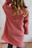 Plain Open Knit Pockets Long Cardigan