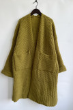 Plain Open Knit Pockets Long Cardigan