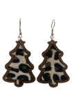 Hairy Leopard Wood Earrning MOQ 5pcs