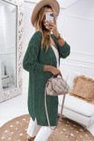 Blackish Green Hollow-out Openwork Knit Cardigan