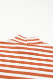 Gold Flame Striped Print Textured Knit Long Sleeve Tee