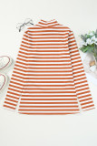 Gold Flame Striped Print Textured Knit Long Sleeve Tee