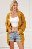 Orange Chunky Cable Slouchy Lantern Sleeve Wrap Cardigan