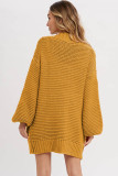 Orange Chunky Cable Slouchy Lantern Sleeve Wrap Cardigan