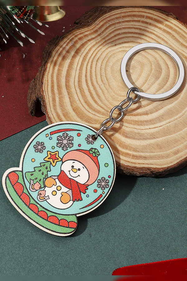Christmas Print Wooded Keychain MOQ 5pcs