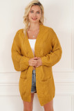 Orange Chunky Cable Slouchy Lantern Sleeve Wrap Cardigan