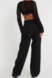 Plain See Thru Knit Front Tie Crop Cardigan