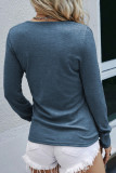 Real Teal Long Sleeve Snap Button Henley Top