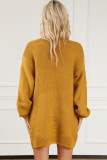 Orange Chunky Cable Slouchy Lantern Sleeve Wrap Cardigan