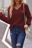 Plain V Neck Lantern Sleeves Top