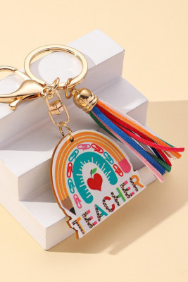 Wooden Rainbow Teacher Keychain