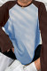 Blue Color Block Reglan Long Sleeves Top