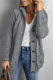 Gray Buttoned Hooded Open Front Knitted Cardigan