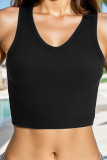 Ribbed Knitting Plain Tank Top