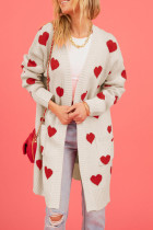 Heart Pattern Front Open Knitting Cardigan