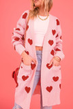 Heart Pattern Front Open Knitting Cardigan