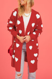 Heart Pattern Front Open Knitting Cardigan