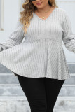 Plus Size V Neck Ribbed Knitting Top