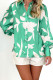 Printed Button Up Puff Blouse