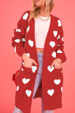 Heart Pattern Front Open Knitting Cardigan