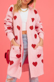 Heart Pattern Front Open Knitting Cardigan