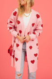 Heart Pattern Front Open Knitting Cardigan