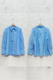 Plain Sheer Sleeves Button Up Blouse