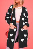 Heart Pattern Front Open Knitting Cardigan