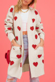 Heart Pattern Front Open Knitting Cardigan